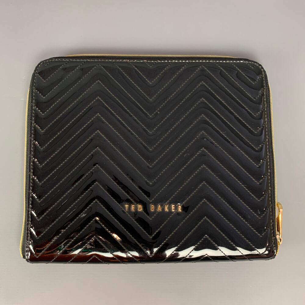 TED BAKER Black Quilted PVC Zip Up Envelope